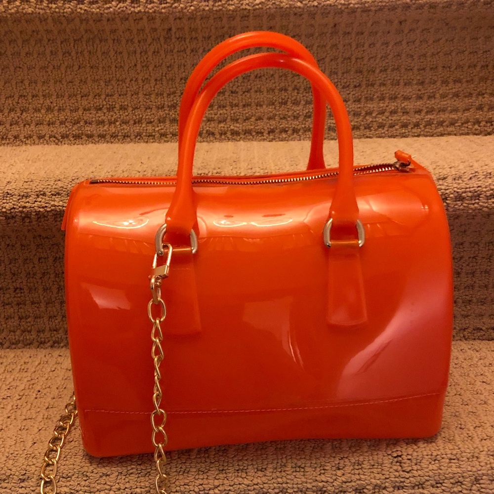 Orange jelly handbag shoulder strap